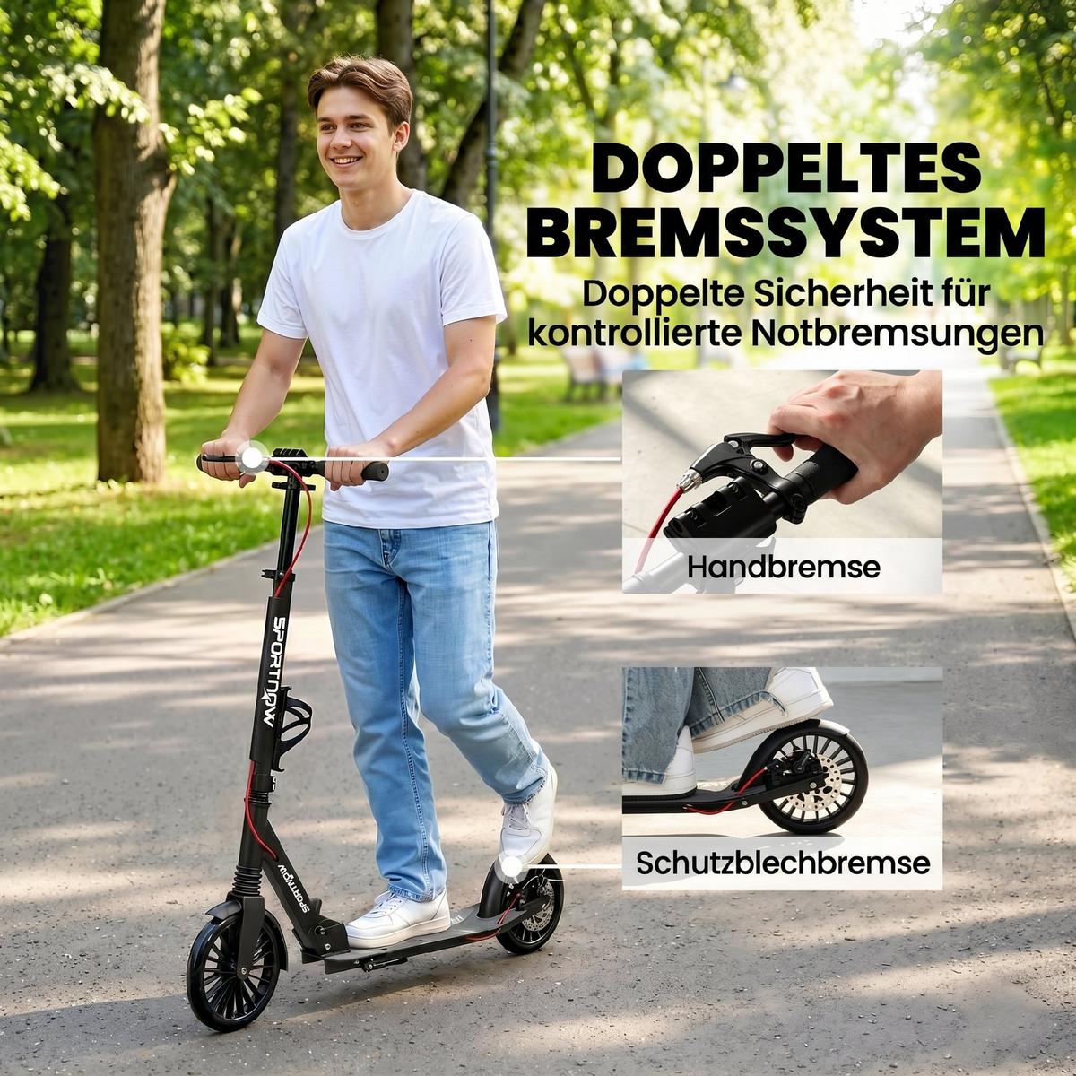 TRETROLLER Aluminium PU Schwarz - Schwarz, Metall (91/39/100cm) - SPORTNOW