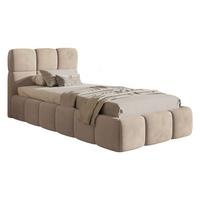 POLSTERBETT Cloudy Beige Samt, Bettkasten & Lattenrost, 90x200 cm - Beige/Schwarz, Kunststoff/Textil (90/200cm) - Selsey