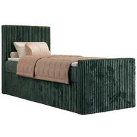 BOXBETT TILIANO DUO 90/200 - Dunkelgrün Cord - H3 - Topper Visco - Links Seite - Dunkelgrün, Textil (200/90cm) - MKS