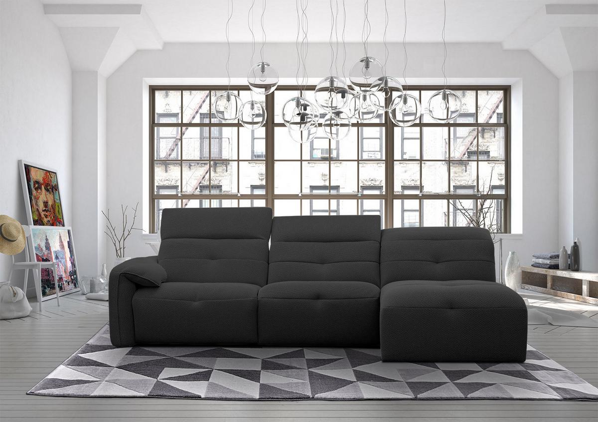 ECKSOFA TRENTO 4-Sitzer, schwarz - Schwarz, Holzwerkstoff/Kunststoff (262/165cm) - Wozimo
