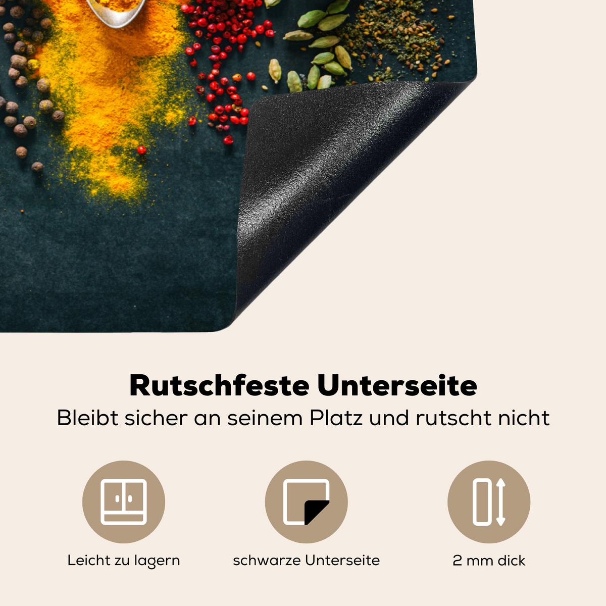 HERDABDECKPLATTE Kräuter - Gewürze - Löffel Herdabdeckung Induktionsfeld 75x52 cm - Multicolor, Kunststoff (75/52/0.2cm) - MuchoWow