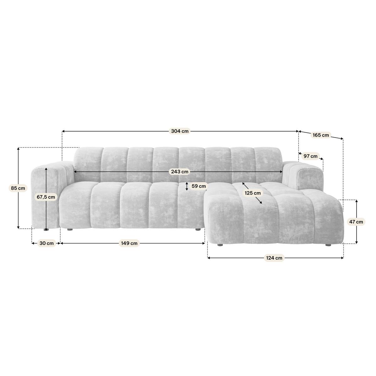 ECKSOFA SETIA LM R-S Grün Chenille - Grün, Holzwerkstoff (304/165cm) - MASSENO