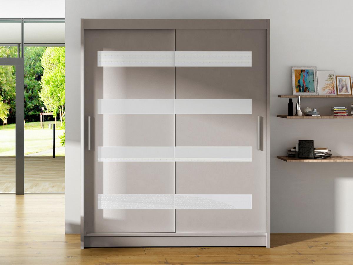SCHWEBETÜRENSCHRANK Westa IV - Kaschmir/Silberfarben, Holzwerkstoff/Metall (150/200/58cm) - MIRJAN24