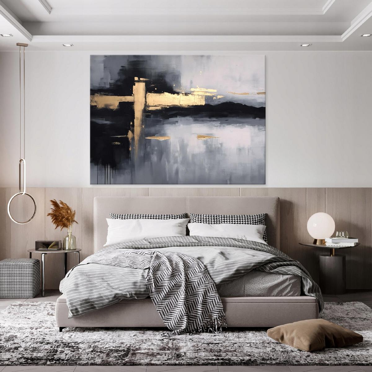 LEINWANDBILD Abstrakt Marbre Schwarz 120x80 cm - Multicolor, Holzwerkstoff (120/80cm) - Wallarena