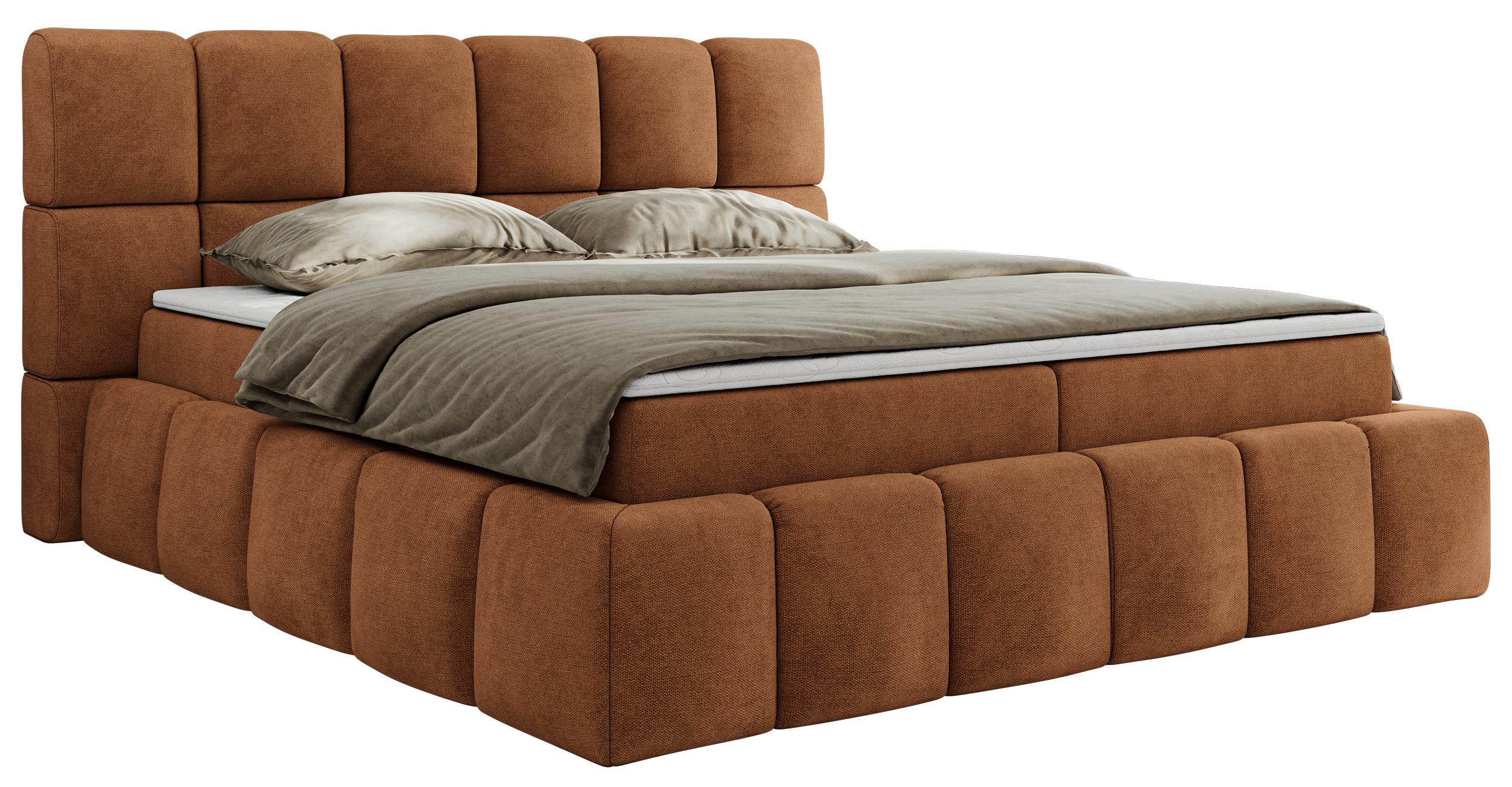 BOXBETT NIRA 180/200 - Orange Strukture - H3 - Orange, Holz/Textil (180/200cm) - MKS