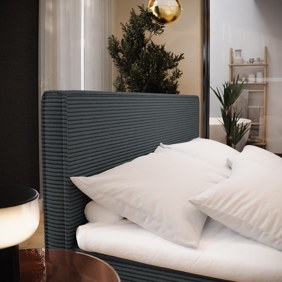 BOXBETT PELLIO 180x200 cm mit Matratze und Topper - Graphitfarben - Graphitfarben, Holz (180/200cm) - MASSENO