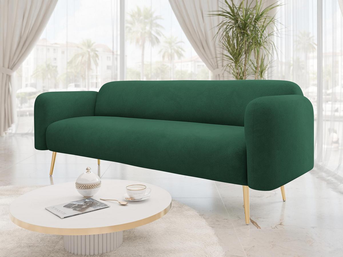 SOFA Nami 3 - Goldfarben/Grün, Holz/Textil (204/75/71cm) - MIRJAN24