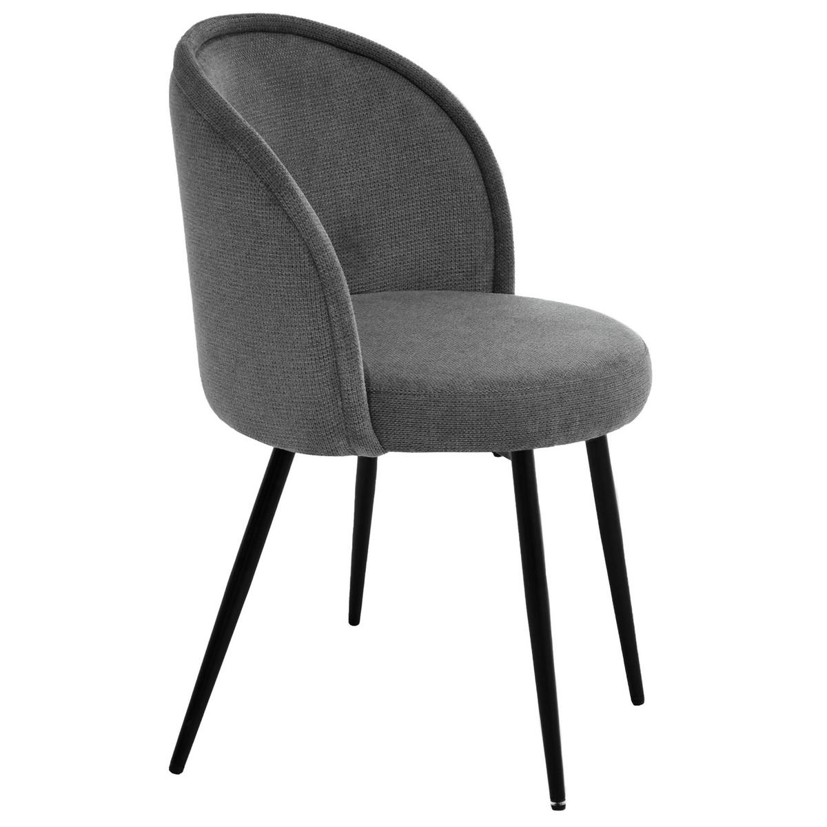 STÜHLE Gappo, Polsterstuhl mit gepolsterter Rückenlehne, Metallbeine, Dunkelgrau - Dunkelgrau/Schwarz, Metall (52/77/51cm) - Beautysofa