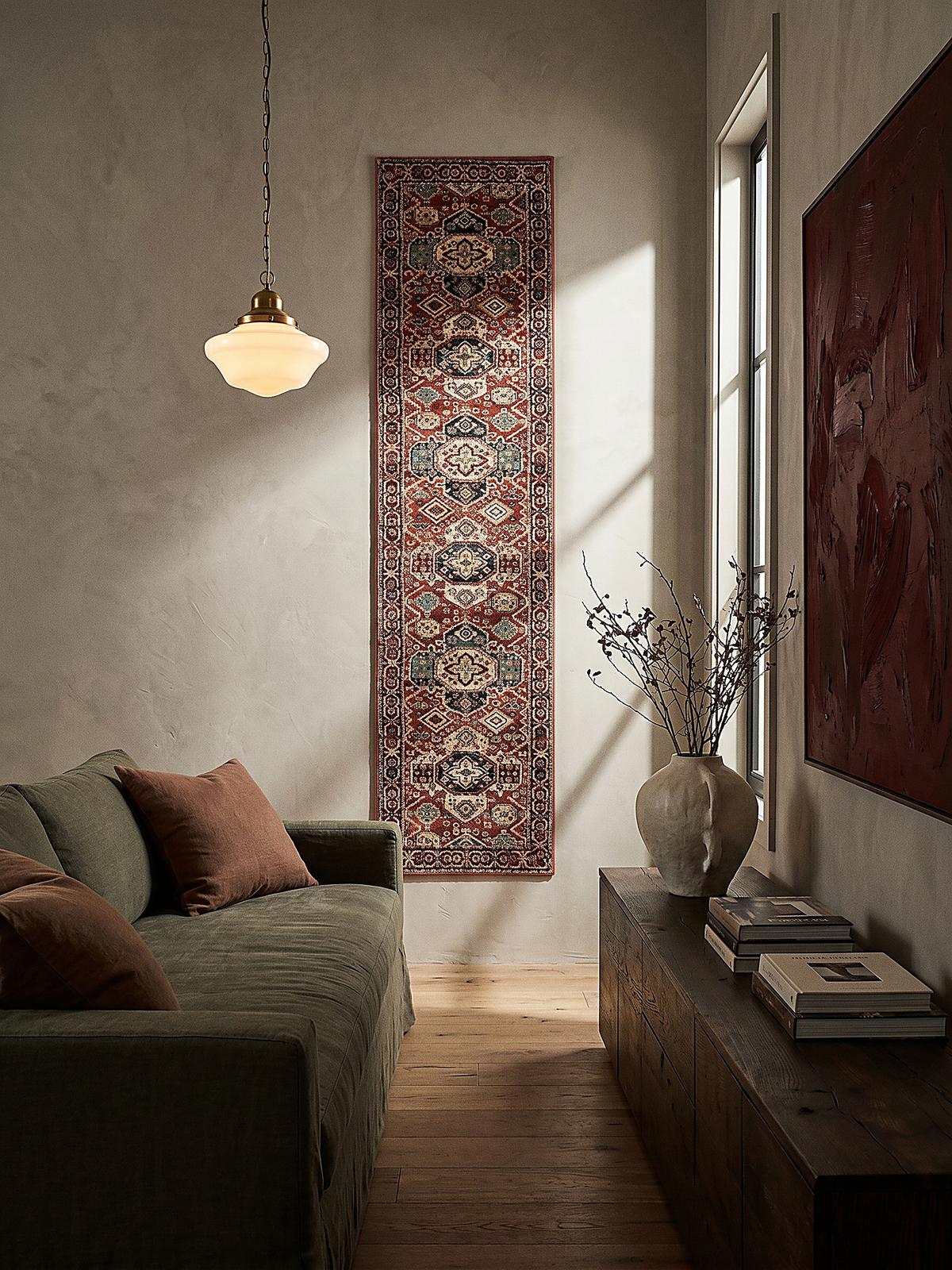 KURZFLORTEPPICH GLAZERT, geometrisch, Rot, 60 x 230 cm - Rot, Textil (60/230cm) - KADIMA DESIGN