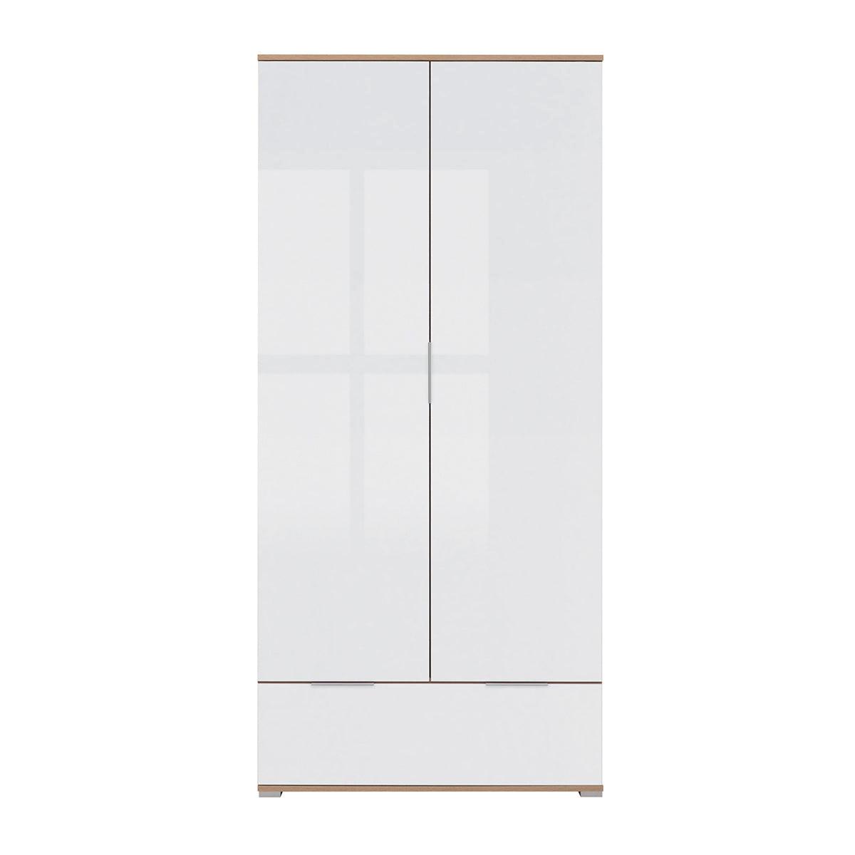 SCHRANK 2 Türen Selma Weiß und Holz - Weiß, Holzwerkstoff (90.5/195/56.5cm) - Petits-meubles