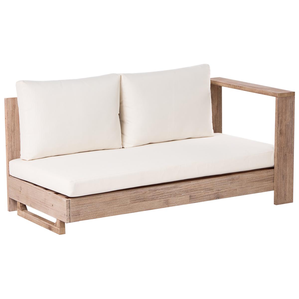 GARTENECKSOFA 5-Sitzer zertifiziertes Akazienholz linksseitig Cremeweiß Marettimo - Hellbraun/Braun, Holz (225/64/212cm) - Beliani