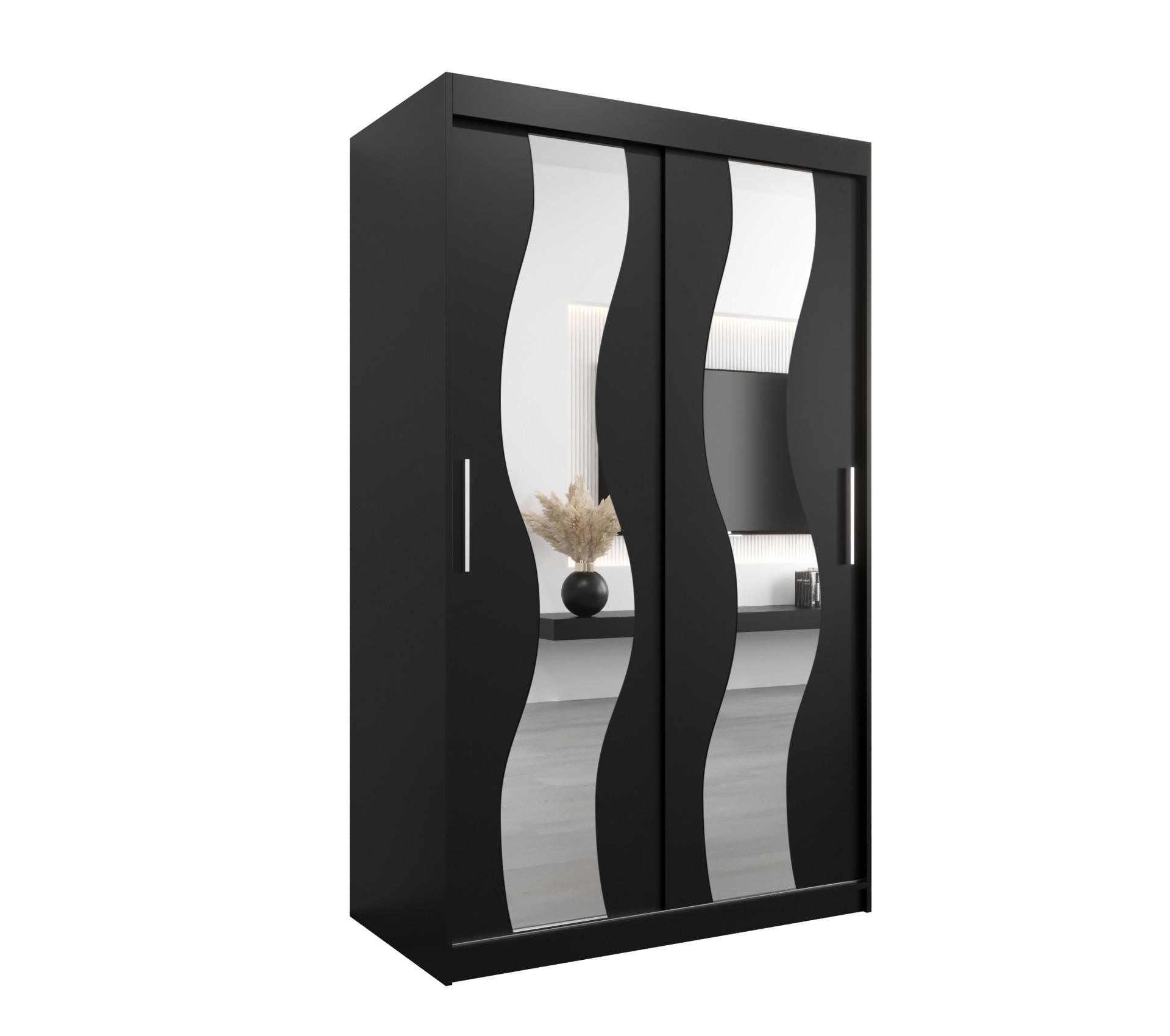 SCHWEBETÜRENSCHRANK 200/120/62 2-türig - Silberfarben/Schwarz, Holz/Kunststoff (120/200/62cm) - MÖBEL KRYSPOL
