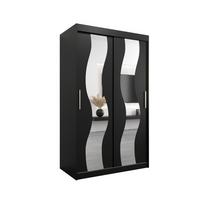 SCHWEBETÜRENSCHRANK 200/120/62 2-türig - Silberfarben/Schwarz, Holz/Kunststoff (120/200/62cm) - MÖBEL KRYSPOL