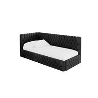 EINZELLBETT Jugendbett mit Bettkasten, Rechts - MULY 100x200 Schwarz - Anthrazit, Holzwerkstoff/Textil (100/200cm) - ALTDECOR