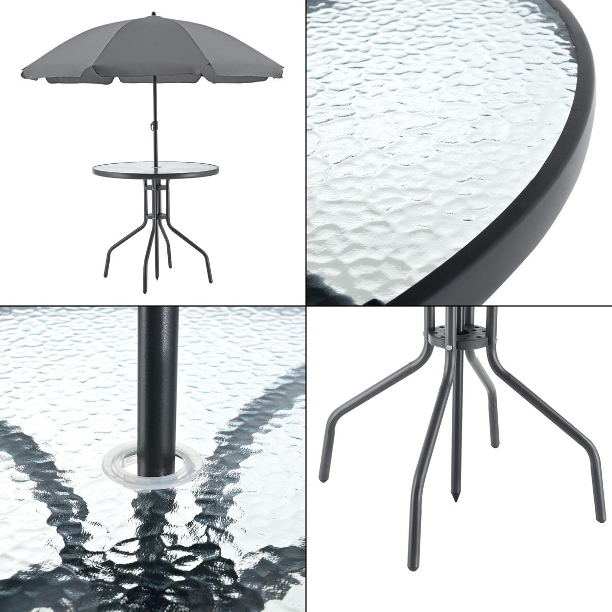 GARTENMÖBEL-SET 6 TLG. Milagro - Dunkelgrau/Schwarz, Glas/Textil - [en.casa]