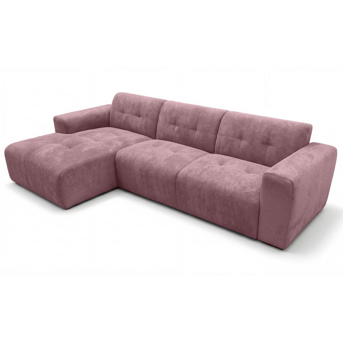 ECKSOFA L Form Corlu Rosa 310/165/78 cm – stilvolle kleine Eckcouch Links - Schwarz/Rosa, Kunststoff/Textil (310/165cm) - AX Living
