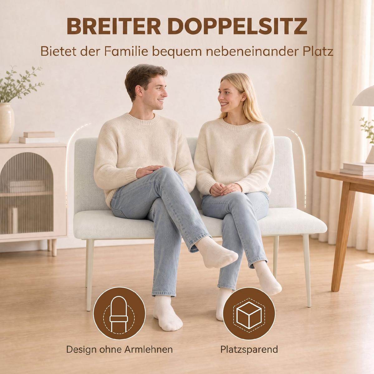 ESSZIMMERSTUHL Stoff in Leinenoptik Beige - Beige, Textil/Metall (61.5/85/120cm) - HOMCOM