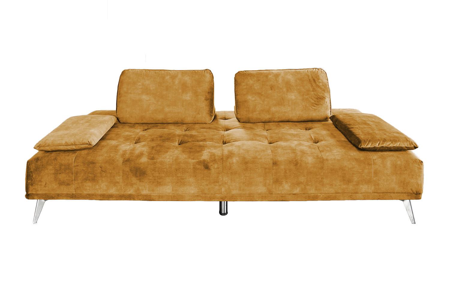 SOFA WIOLO Braun Velvet - Silberfarben/Braun, Textil/Metall (240/80/110cm) - KAWOLA