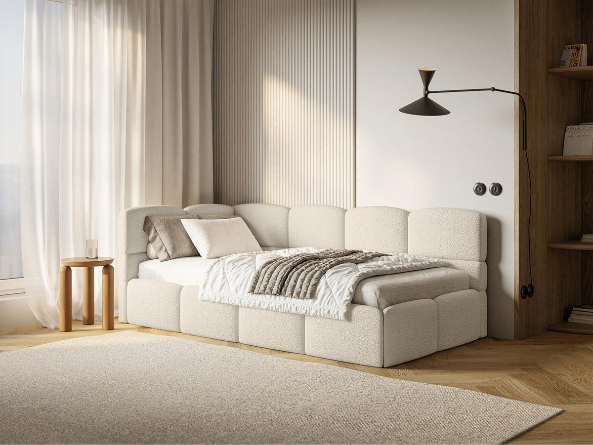 JUGENDBETT Cloudy Hellbeige 120 cm, Bouclé - Ecru/Schwarz, Kunststoff/Textil (120/200cm) - Selsey