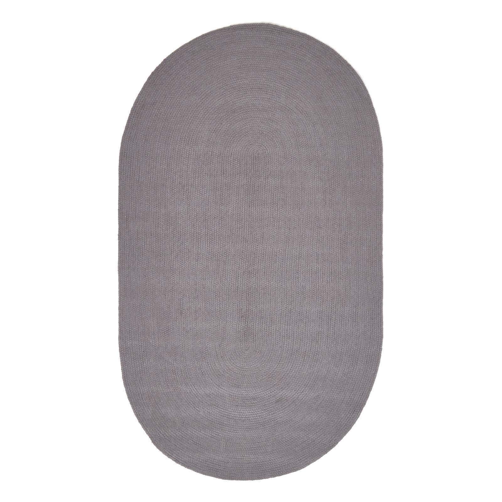 TEPPICH geflochten oval 90/150 cm - Grau, Textil (90/150cm) - Homescapes
