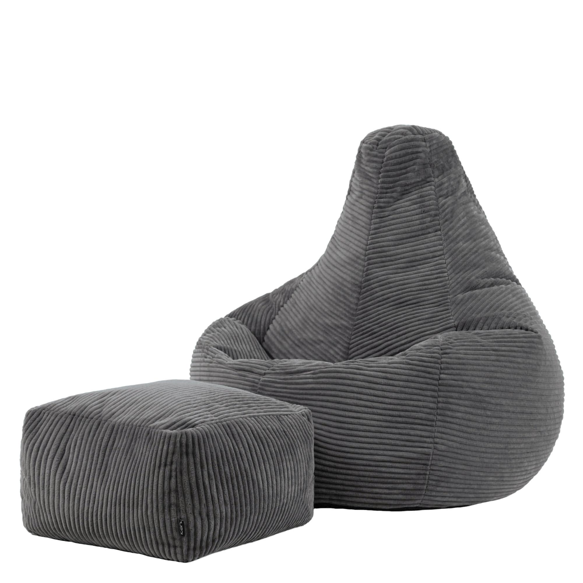 SITZSACK Dalton mit Hocker - Dunkelgrau/Anthrazit, Textil (82/76/82cm) - icon