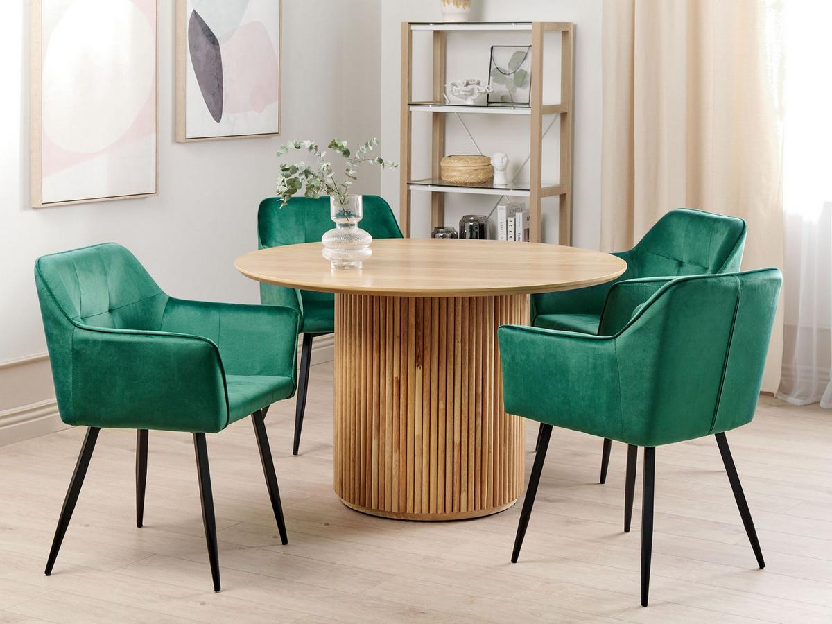 ESSZIMMERSTUHL 2er-Set Samtstoff Grün Jasmin - Grün, Textil/Metall (60/84/49cm) - Beliani