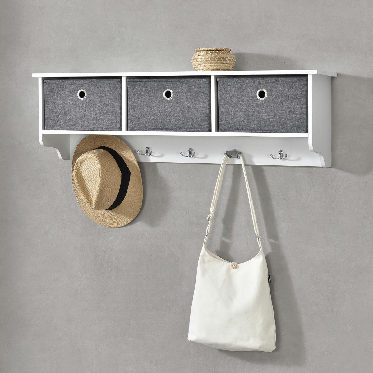 WANDGARDEROBE Horsens - Weiß, Holzwerkstoff (100/30/20cm) - [en.casa]