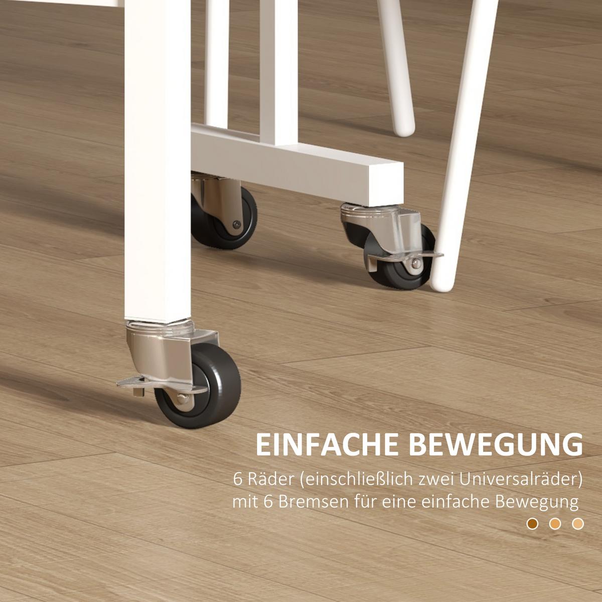 ESSTISCH, Küchentisch mit Rollen, Klapptisch für 4-6 Personen, für Küche, Eiche - Eichefarben/Schwarz, Holzwerkstoff/Metall (120/80/73cm) - HOMCOM