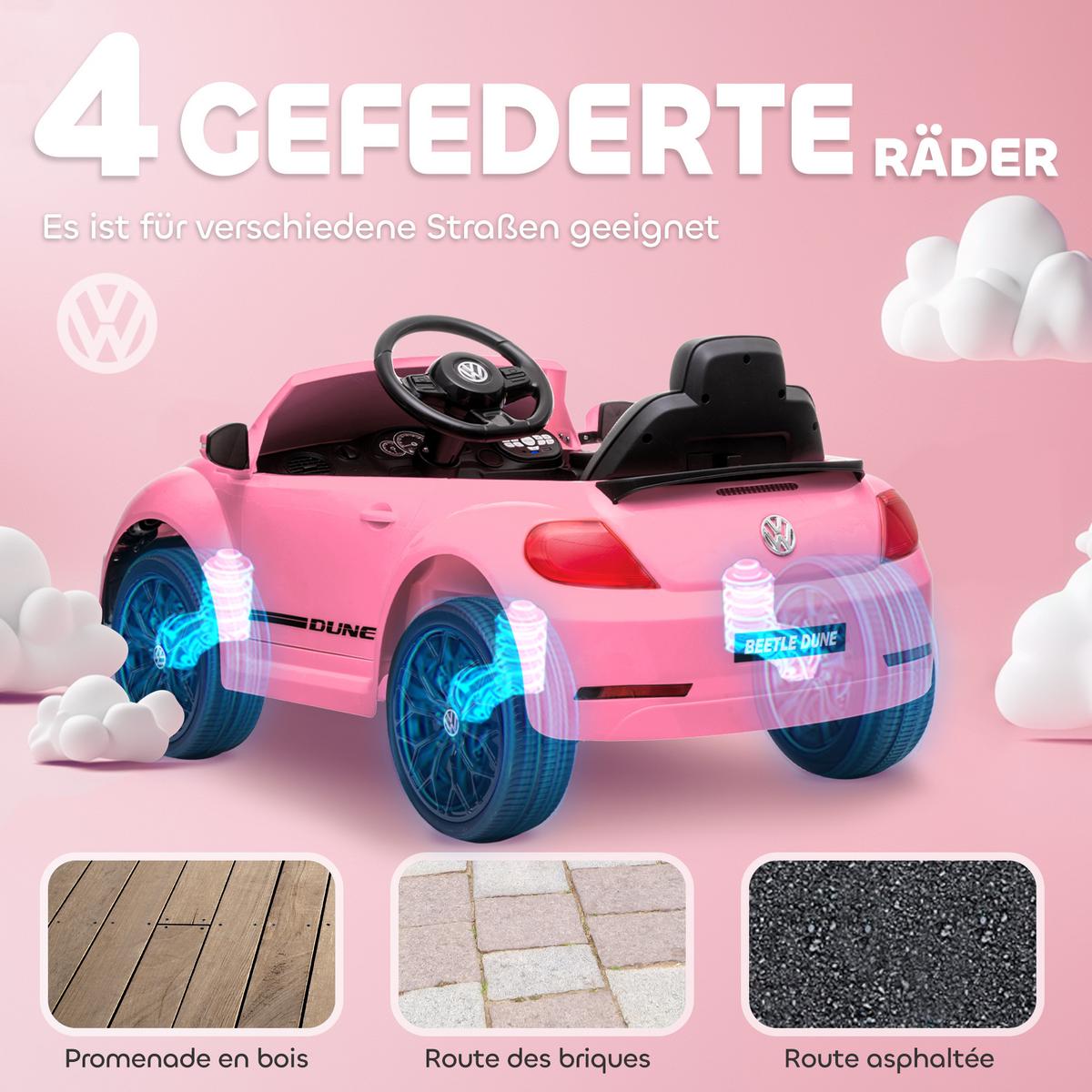 KINDER Elektroauto 12V Kinderauto mit 2,4G Fernbedienung, Musik, Hupe, 3-5 km/h - Rosa, Kunststoff (97/56.5/46cm) - AIYAPLAY