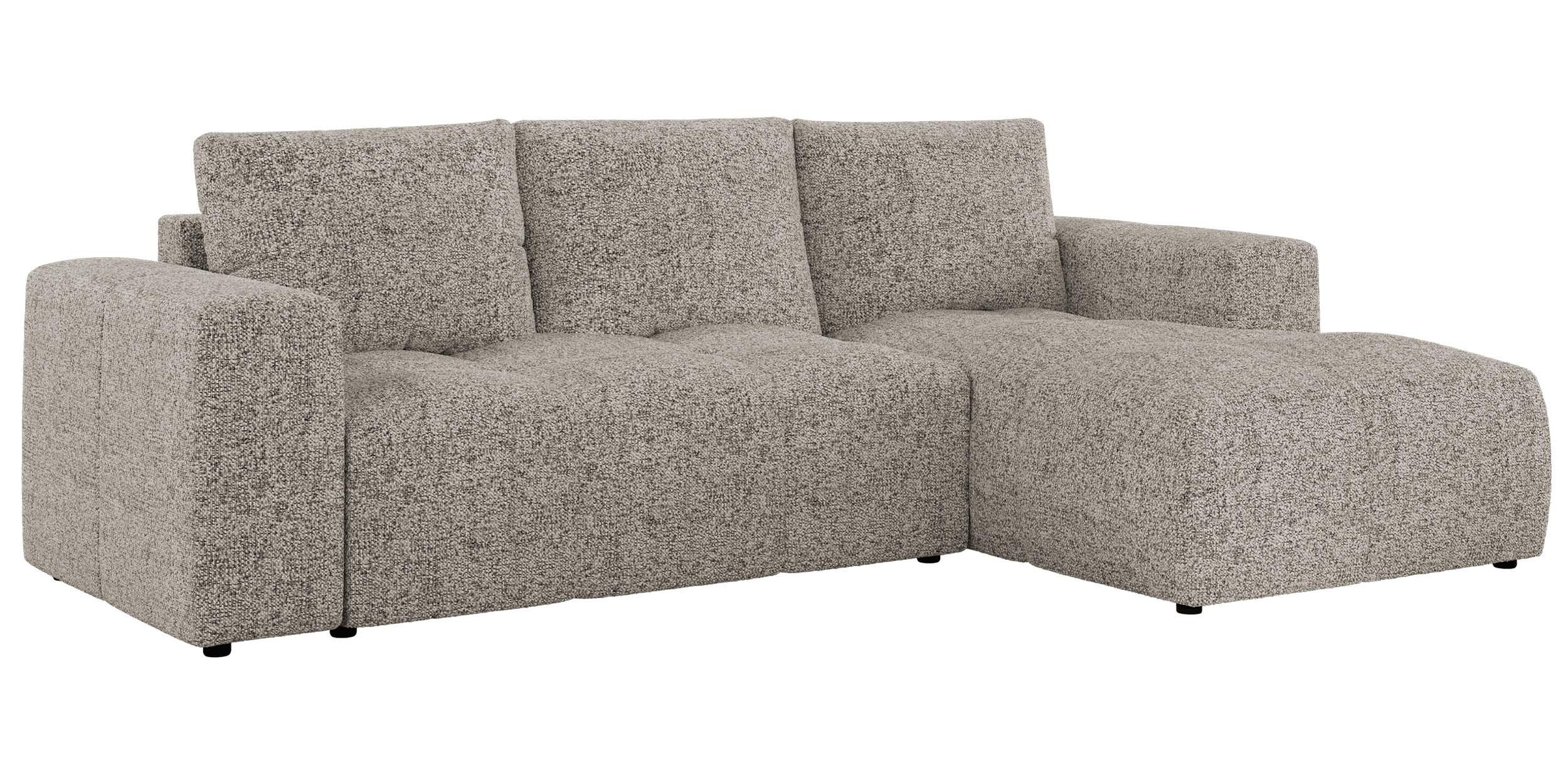 ECKSOFA MONIVA Beige Strukture - Rechts - Beige/Schwarz, Textil (266/164cm) - MKS