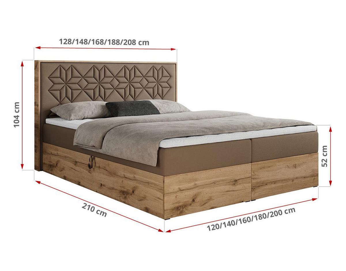 BOXBETT NESSI - 120/200 Braun Kunstleder - H3 - Braun, Holz/Textil (120/200cm) - MKS