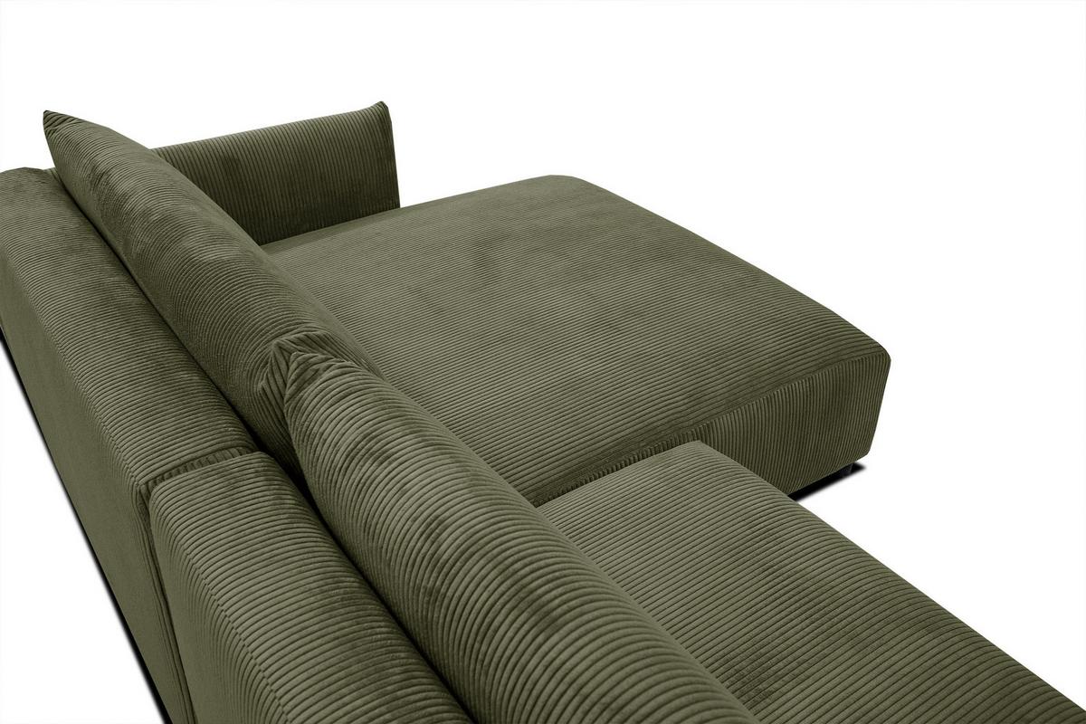 ECKSOFA TAUER 5-Sitzer, olivgrün - Schwarz/Olivgrün, Holzwerkstoff/Kunststoff (292/174cm) - Wozimo
