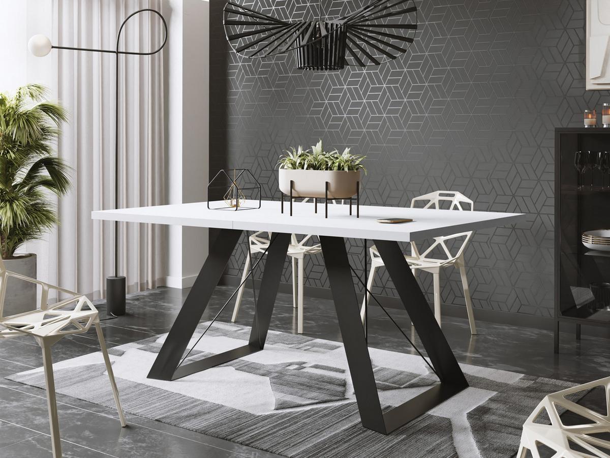ESSTISCH Colter rechteckig ausziehbar, Weiß 140-240/80/76 cm - Schwarz/Weiß, Holzwerkstoff/Metall (80/240/76cm) - WFL GROUP