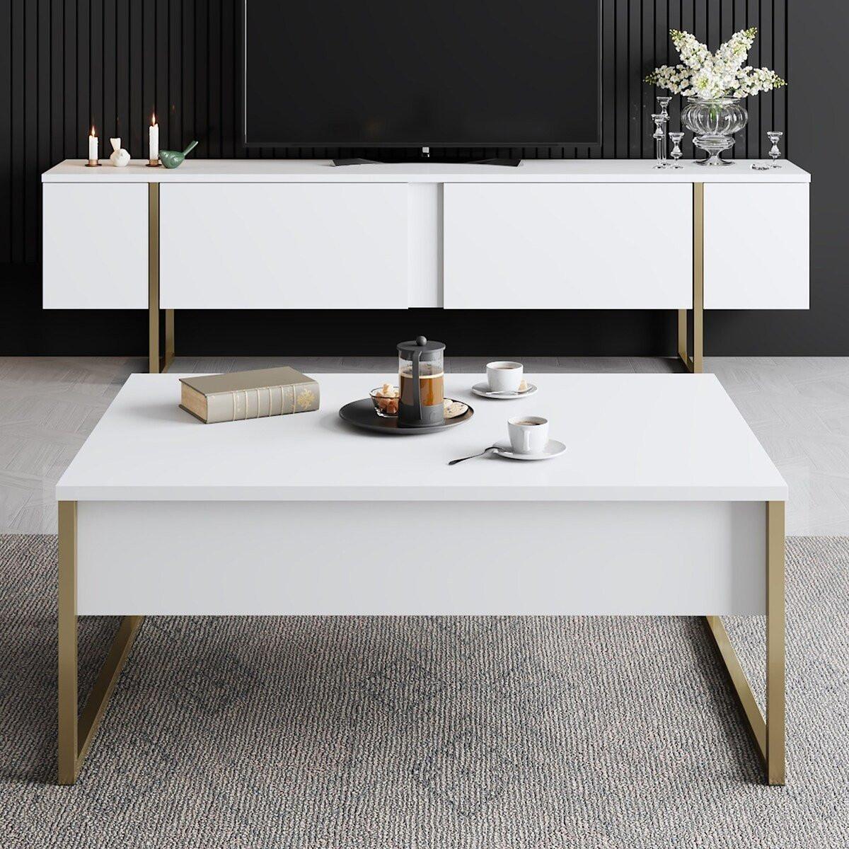 TV-MÖBEL mit 2 Klapptüren Luxe 180/30/50 cm - Weiß, Holzwerkstoff (180/50/30cm) - Calicosy