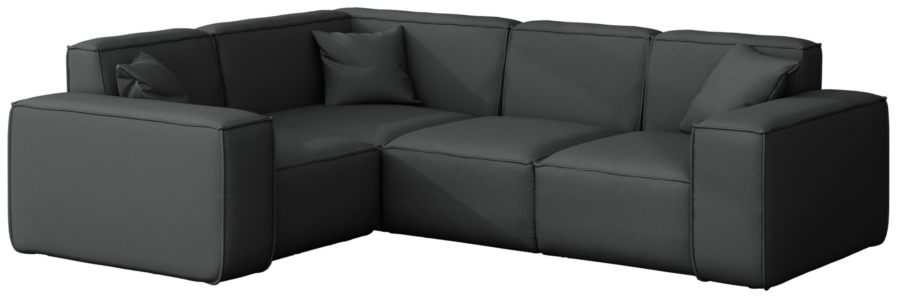 GARTENECKSOFA Lorento Outdoor in L-Form, Universell, Dunkelgrau Kunstleder 251/73/186 cm - Dunkelgrau, Textil (251/73/186cm) - WFL GROUP