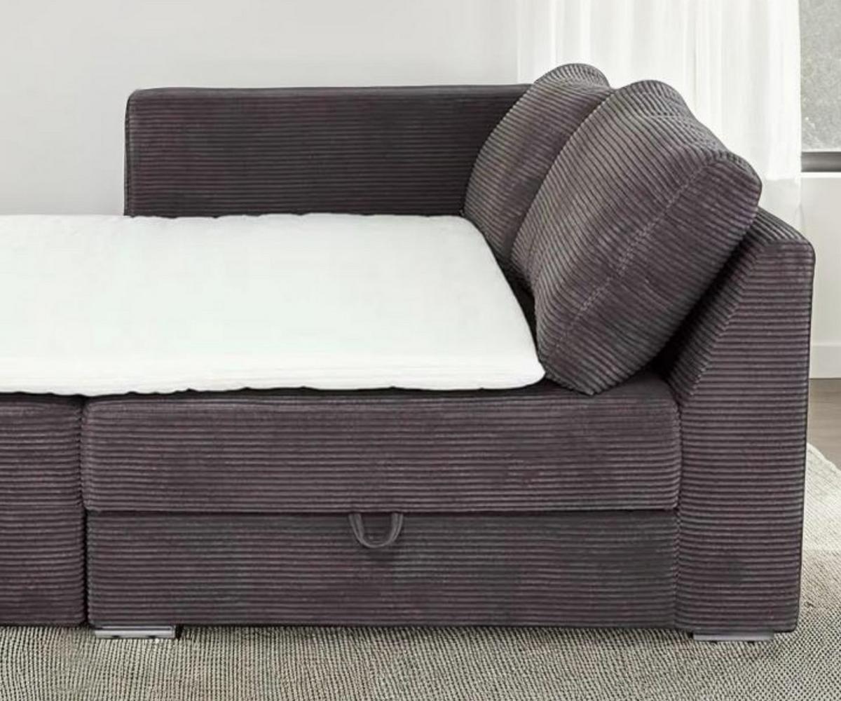 ECKSOFA-DAUERSCHLÄFER Boxspring Federkern Topper Bettkasten, seitenverkehrt montierbar B260/T181/H88 cm, Cord Dunkelgrau / 15233 - Chromfarben/Dunkelgrau, Textil/Metall (260/181cm) - luma-home