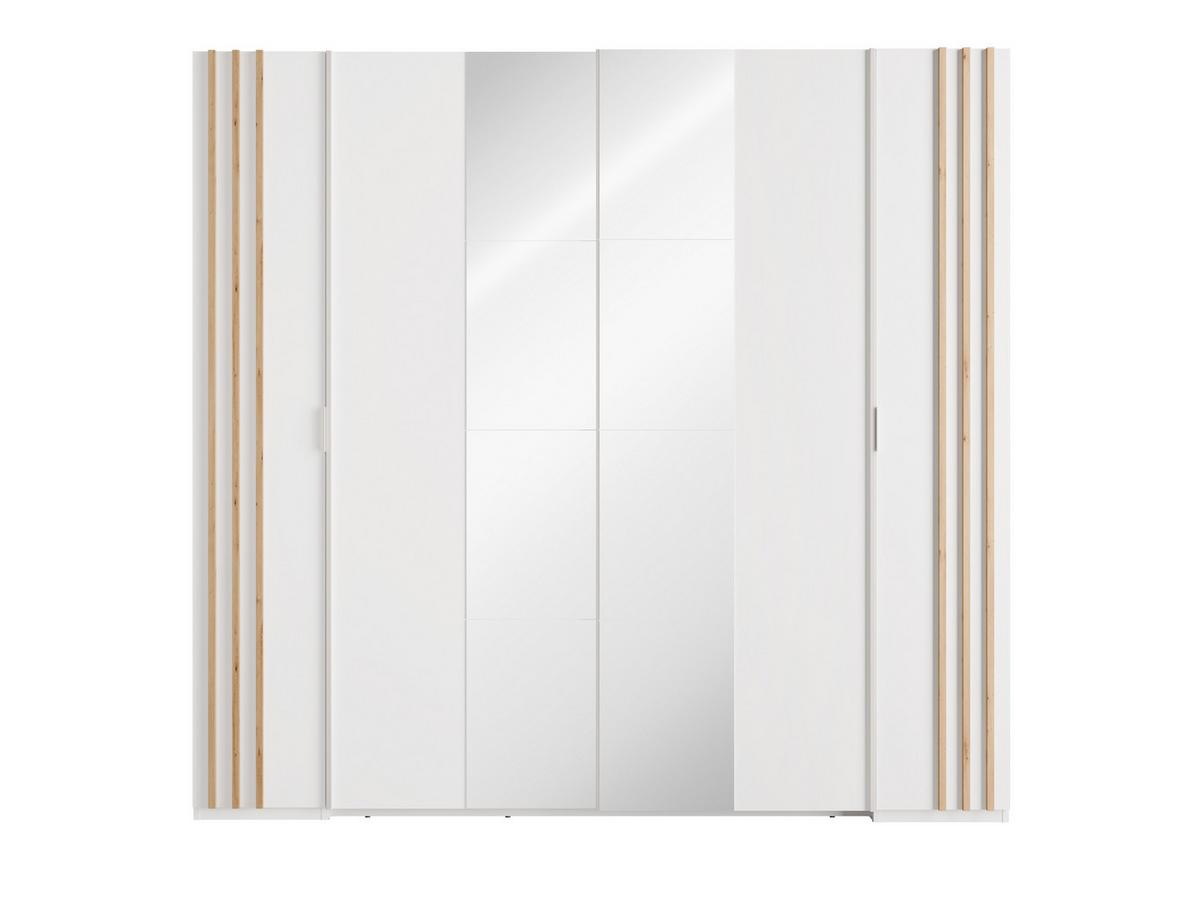 DREHTÜRENSCHRANK TOREN 218/207,5/62cm 4-türig mit Spiegel Weiß - Weiß, Holzwerkstoff (218/207.5/62cm) - MASSENO