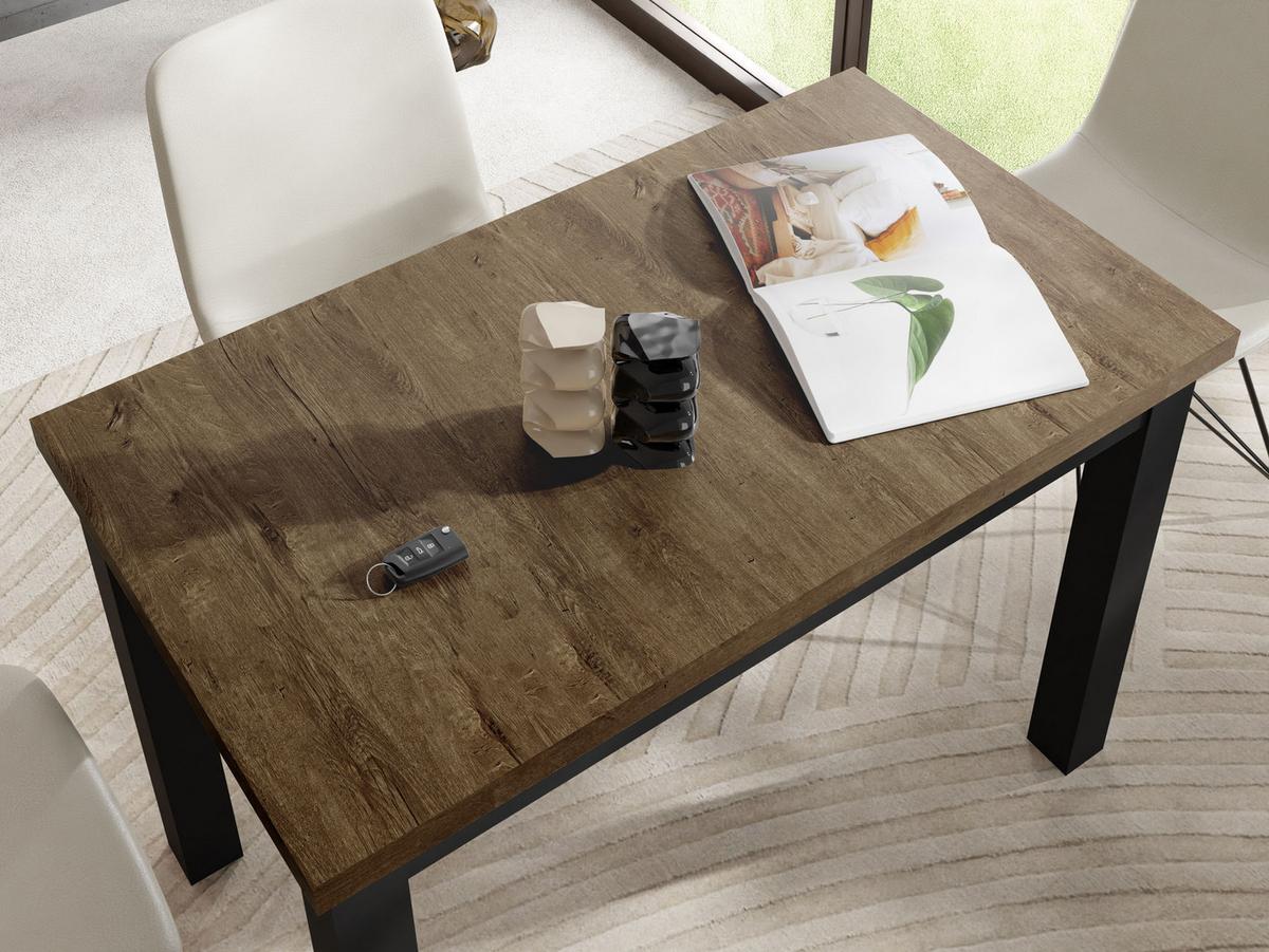 ESSTISCH Arden rechteckig, Eiche Braun Rustikal 100/60/73 cm - Alteiche/Schwarz, Holz/Holzwerkstoff (60/100/73cm) - WFL GROUP