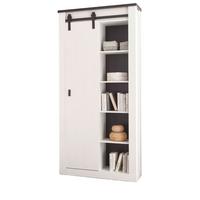 HOCHSCHRANK weiß Pinie, anthrazit Landhaus, Badschrank mit viel Stauraum - Anthrazit/Weiß, Holzwerkstoff/Metall (93/201/38cm) - Furn.Design