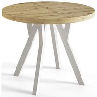 RUNDER Esstisch ausziehbar – Moderner Wohnzimmertisch und Küchentisch – Tisch mit Stabile Konstruktion, Durchmesser 110 cm - 210 cm - Farbe Artisan - Hellbraun/Weiß, Holzwerkstoff (110/110/77cm) - Alpi-Möbel
