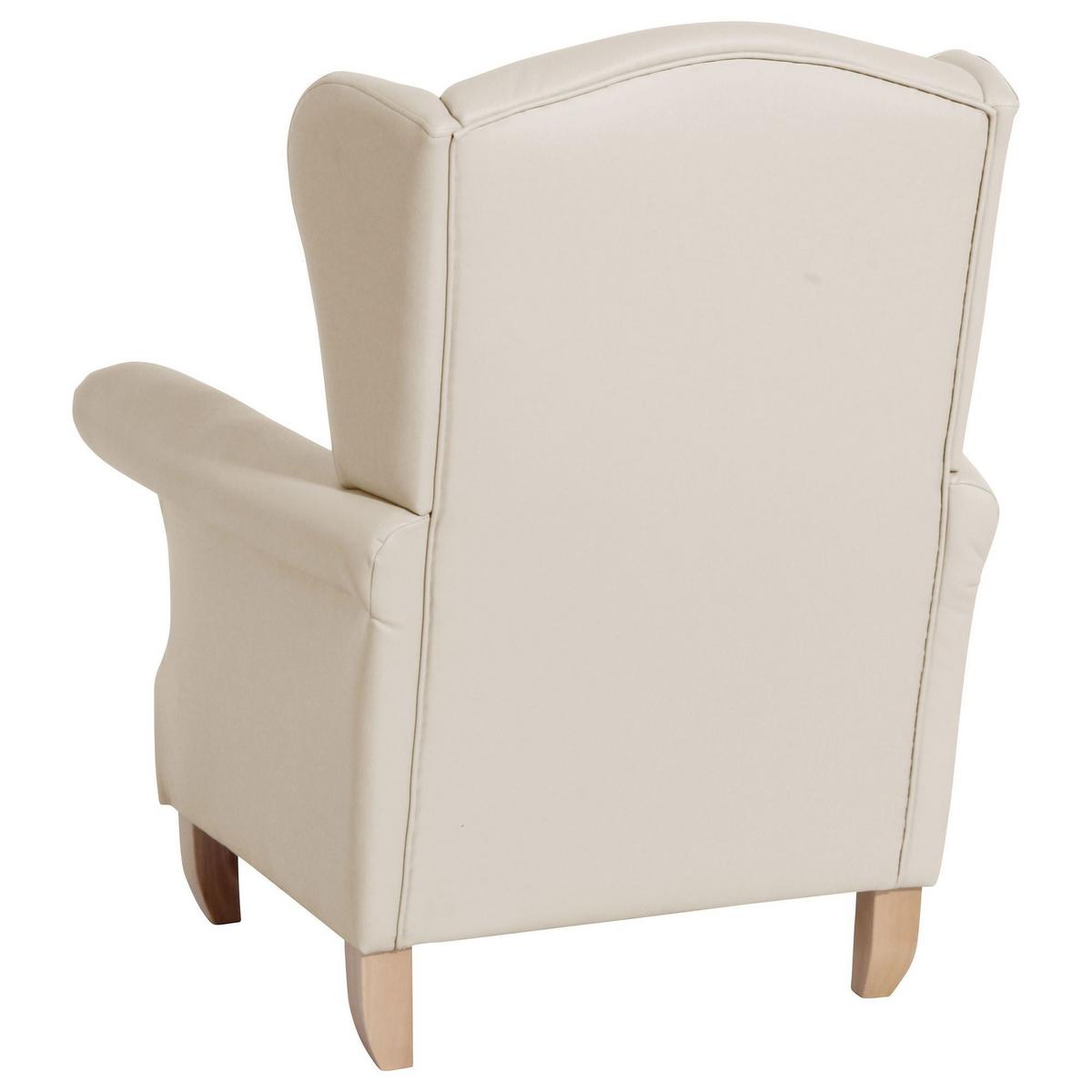 OHRENSESSEL Katria Bezug Kunstleder Buche natur / beige - Weiß, Kunststoff (88/108/84cm) - 58aufmkessel