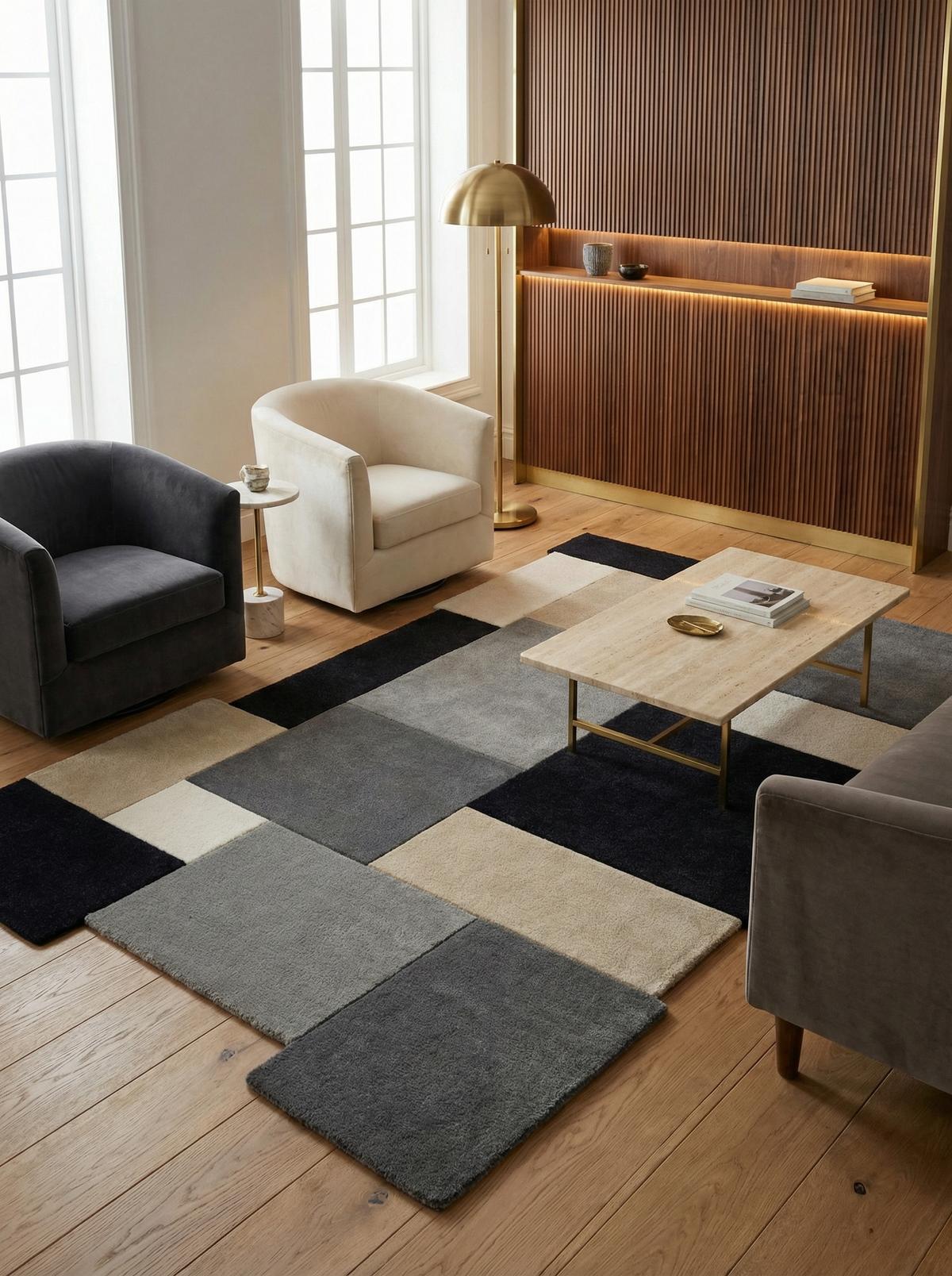 WOLLTEPPICH HALLEIN, geometrisch, Grau-Beige, 150 x 240 cm - Grau, Textil (150/240cm) - KADIMA DESIGN