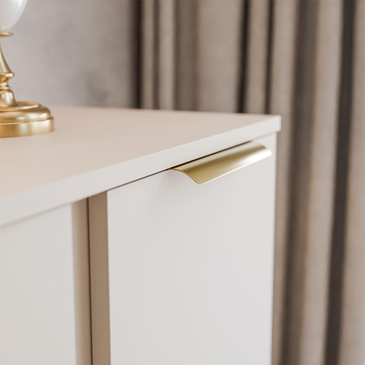 KOMMODE LINA KASCHMIR 1D4S mit LED-Beleuchtung auf Sockel Gold Chrom - Kaschmir, Holzwerkstoff (138/84/40cm) - Lookway