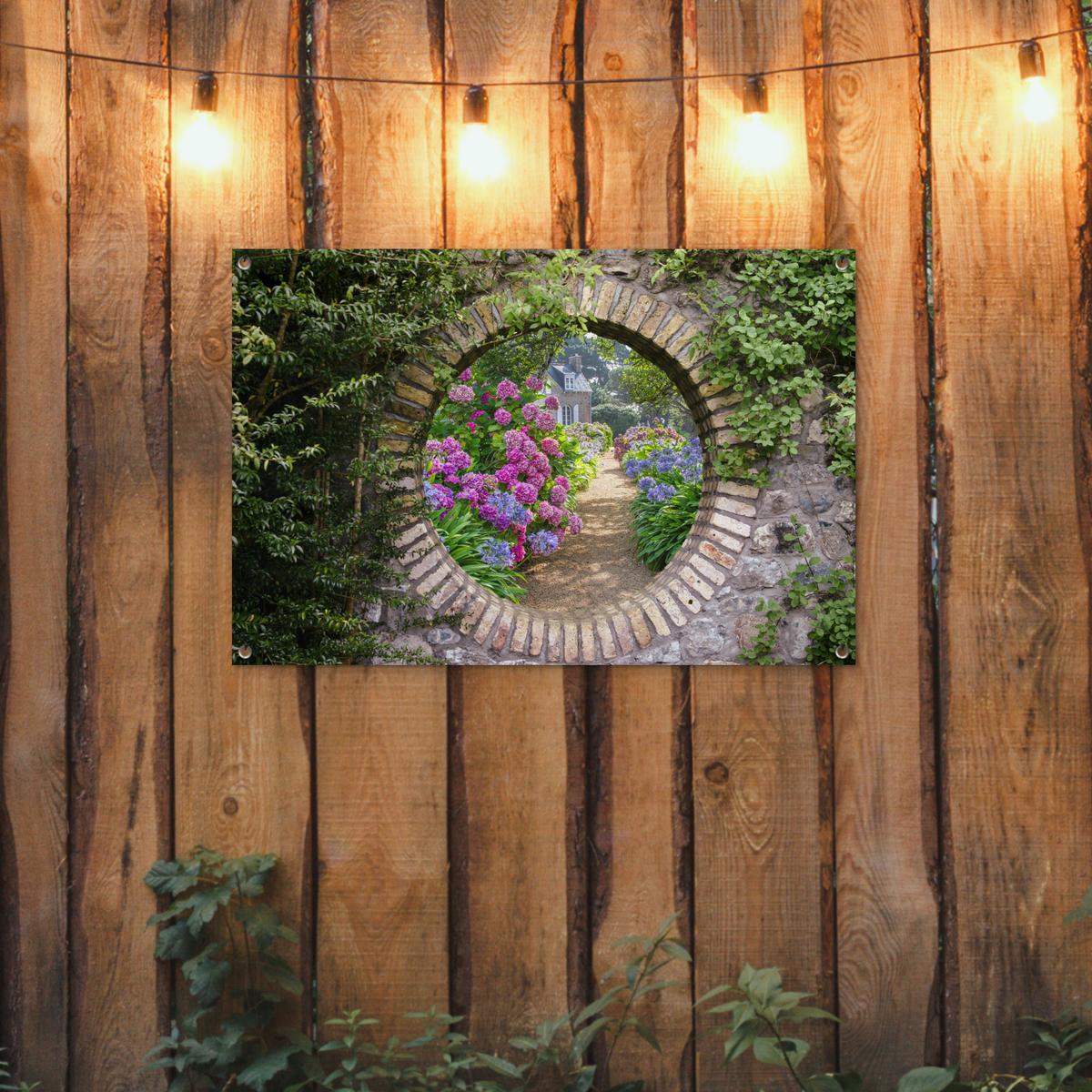 GARTENPOSTER Transparent - Blumen - Hortensie - Sommer Gartendeko 90x60 cm - Graubraun, Kunststoff (90/60/0.2cm) - OnlyWow