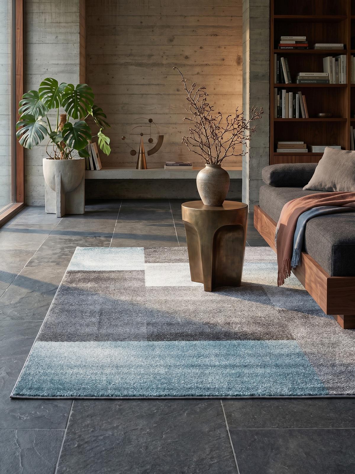 TEPPICH Kurzflor SOLDA in Blau, kariert, 140 x 200 cm - Blau, Textil (140/200cm) - KADIMA DESIGN