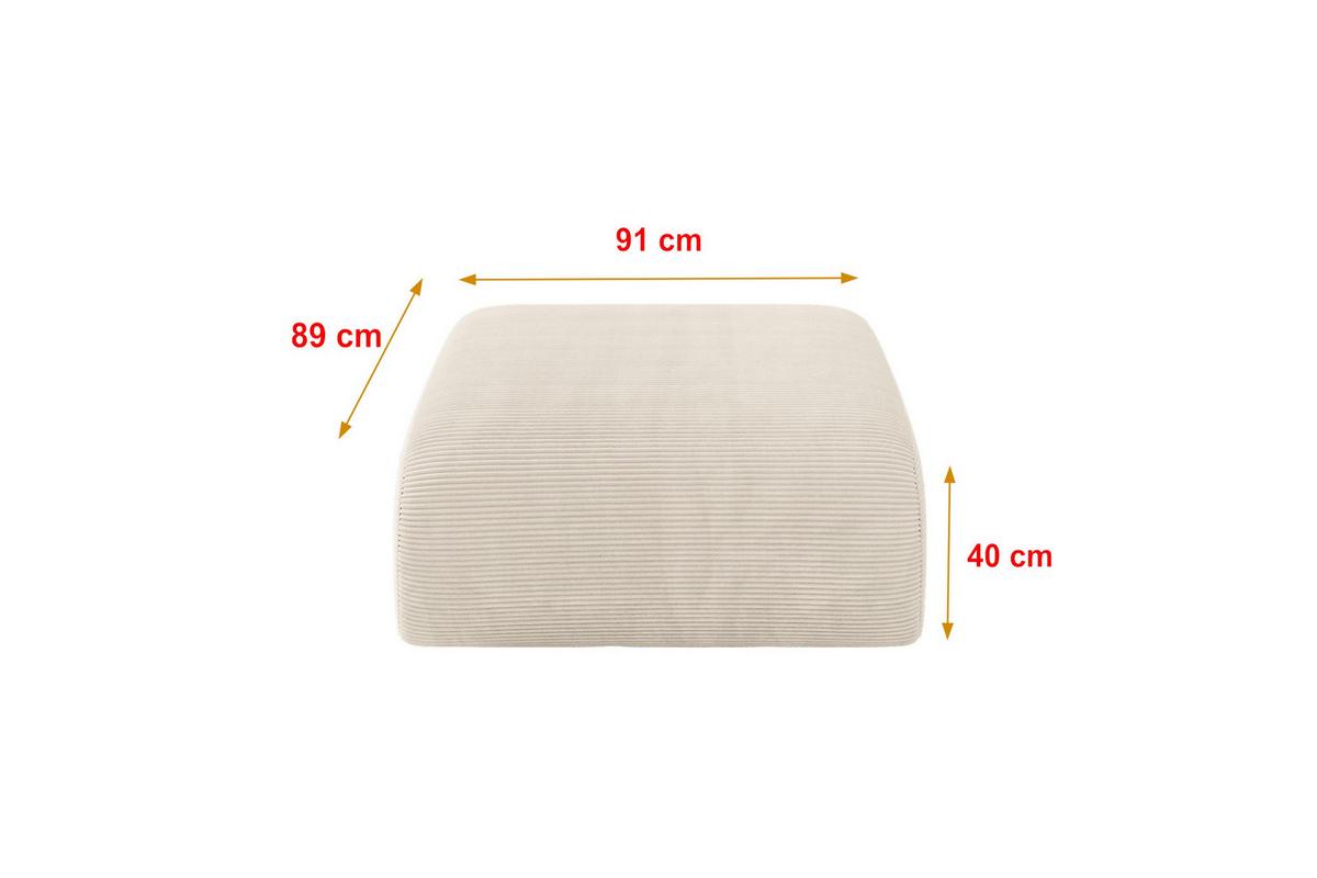 POUF MIRA-PUF 91x89x40 Beige cm Cord Modular Sitzhocker - Sandfarben/Beige, Holzwerkstoff/Kunststoff (91/40/89cm) - ALTDECOR
