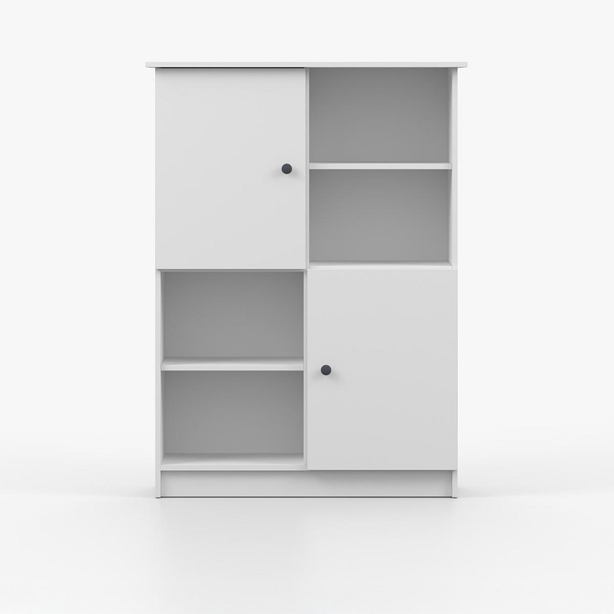 REGAL OLAF I 95cm/130cm/43cm Weiß, Griff Anthrazit - Anthrazit/Weiß, Holzwerkstoff/Metall (95/130/43cm) - imoebel24