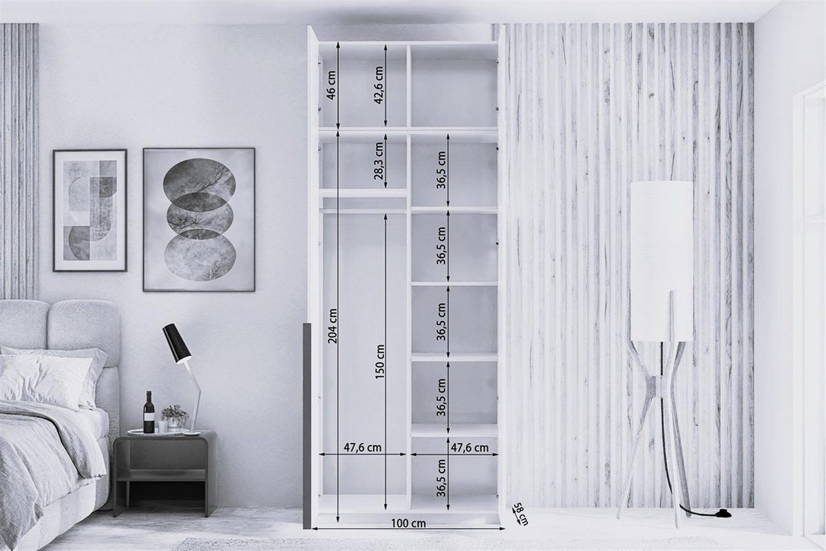 DREHTÜRENSCHRANK AMARA 100/250/58cm 2-türig Eiche Artisan - Eiche Artisan, Holzwerkstoff (100/250/58cm) - MASSENO