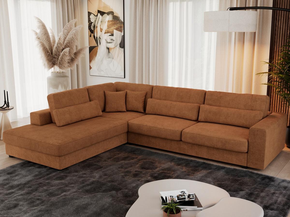 ECKSOFA Savona Orange Strukture - links - Schwarz/Orange, Kunststoff/Textil (316/249cm) - MKS