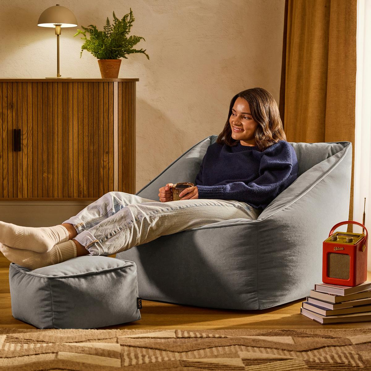SITZSACK Sessel mit Sitzpouf - Grau, Textil (70/65/70cm) - icon